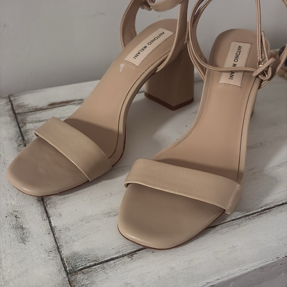 Mango Beige Block Heel Sandals
